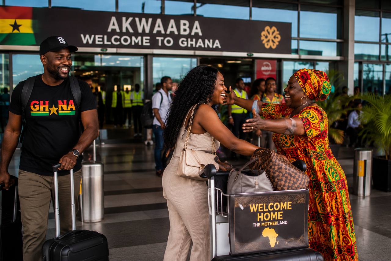 Airport welcome moment for visitors arriving in Ghana