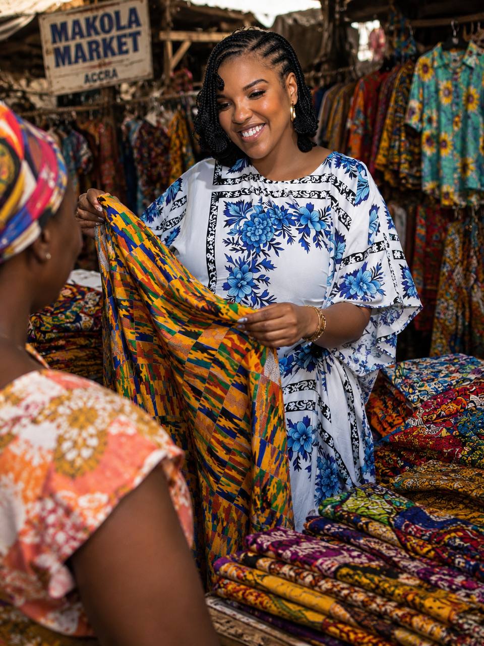 Guest fabric shopping during a hosted Accra design experience