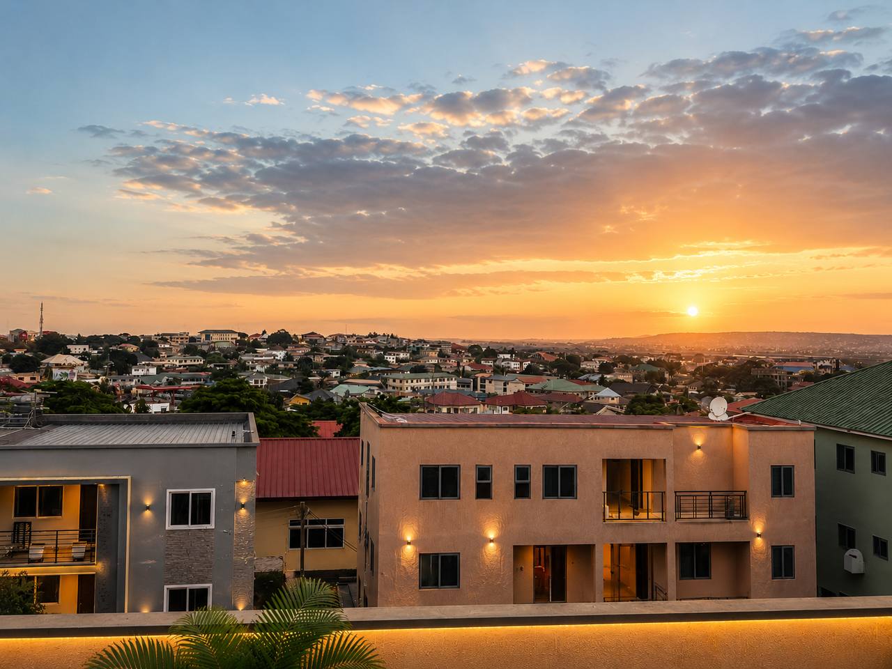 Rooftop sunset view in Accra during a Ghana stay